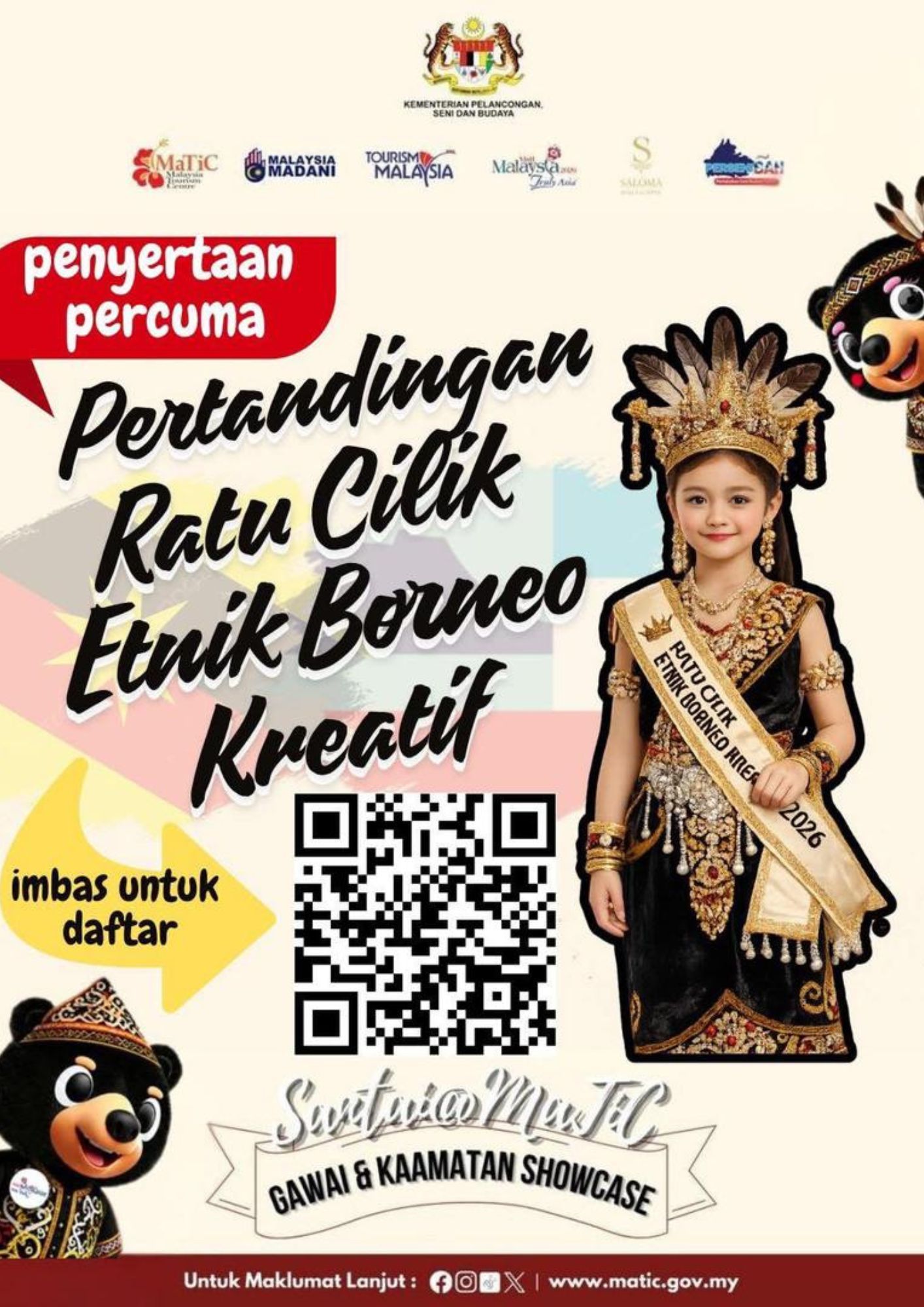 Pertandingan Ratu Cilik Etnik Borneo Kreatif